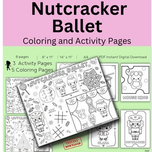 Nutcracker Ballet Activity Pages Coloring Page DIGITAL DOWNLOAD // Nutcracker Ballet Printable // Nutcracker // Ballerinas // Christmas Play