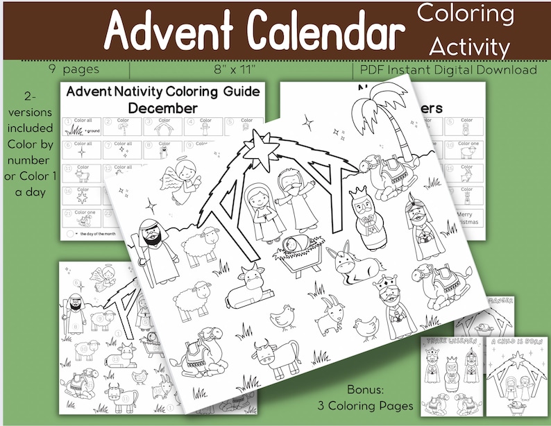 Nativity Advent Calendar Activity Download // Advent Manger // Birth of