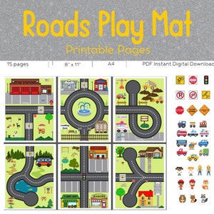 Cars Play Mat Printable Set // Cars // Downloads // Roads // Printable Roads // Printable Car Mat // Letter Size // A4