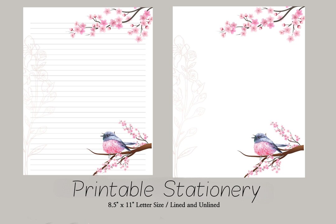 Birds Stationery, Printable Stationery, Letter Writing Paper, Leaf ...