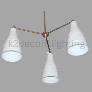 3 Lights Stilnovo Style Modern Brass Sputnik Perfect White Shade Chandelier Ceiling Lights Light Fixtures
