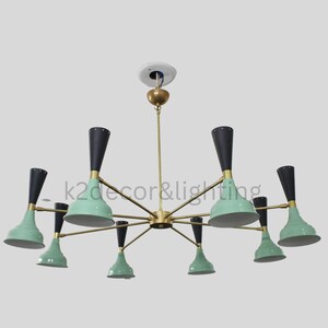 8 ARMS/16 BULB  Lights Stilnovo Style Modern Brass Sputnik Perfect White Shade Chandelier Ceiling Lights Light Fixtures