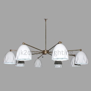 8 Lights Stilnovo Style Modern Brass Sputnik Perfect White Shade Chandelier Ceiling Lights Light Fixtures