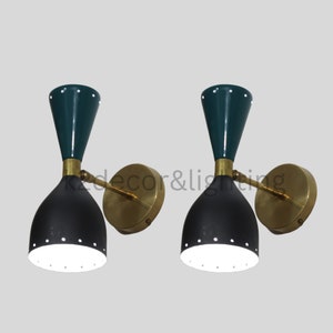 Set of 2 Handmade Brass Diabolo Italian Double Cone Wall Sconce Light Lamp, Wall lamp Vanity lamp.