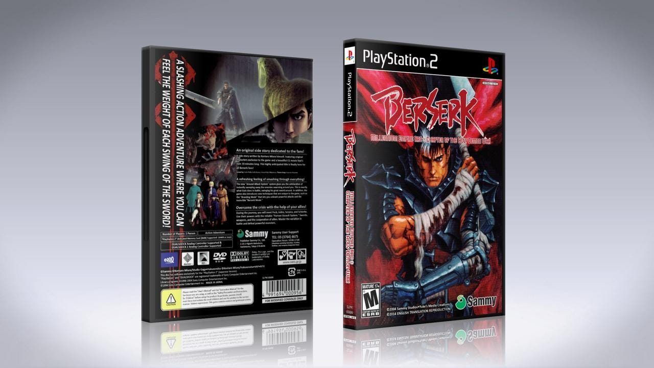 Berserk Millenium Empire Arc ENGLISH TRANSLATION [PS2] DVD Case