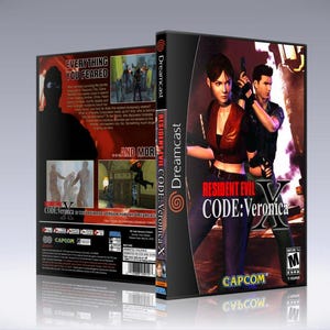 May include: Resident Evil Code: Veronica X video game case for the Dreamcast. The cover features two characters with guns, and the game title in red and white. The back of the case has screenshots and the text "Everything You Feared."