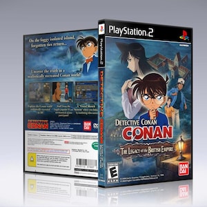 May include: A PlayStation 2 video game case for "Detective Conan: The Legacy of the British Empire." The front cover features a cartoon detective with other characters and the game title. The back cover has text and images.
