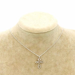 Y2K Gothic Sterling Silver Cross Necklace: Dainty Religious Pendant