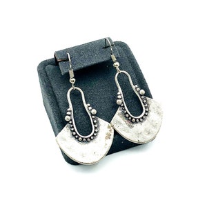 Antique Silver Plated Dangle Earrings: Ethnic Gothic Charm