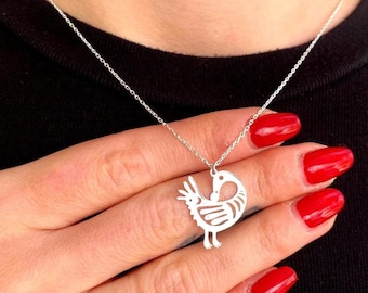 Sterling Silver Sankofa Bird Necklace: Adinkra Symbol Jewelry, Halloween Gift