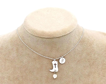 Gepersonaliseerde cowgirl-laarsketting: sterlingzilveren westernsieraden