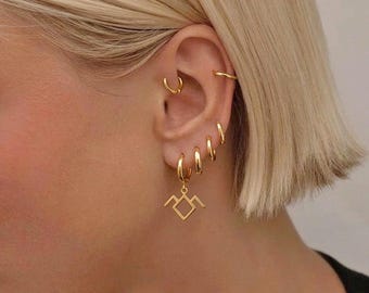 Twin Peaks Owls Hoop Earrings, Sterling Silver, Gothic, Symbolic, Spiritual Jewelry, Halloween Gift