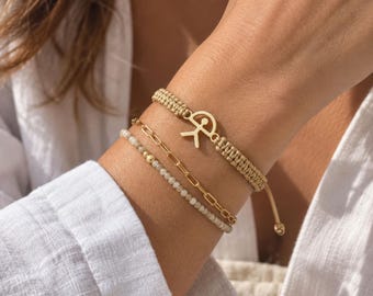 İndalo Handmade Woven Protection Bracelet: Silver & Gold Y2K Square Knot, Mother's Day Gift