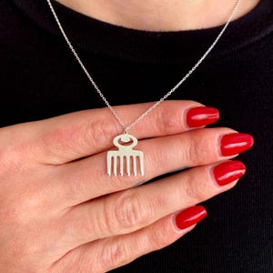 Sterling Silver Duafe Necklace: African Adinkra Symbol of Care