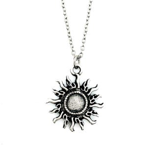 Boho Sun Necklace: Antique Silver Plated Y2K Pendant