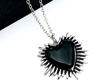 Vampire Heart Necklace: Silver Plated Gothic Witch Pendant