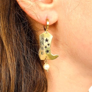 Custom 24K Gold Cowboy Boot Earrings: Western Cowgirl Jewelry