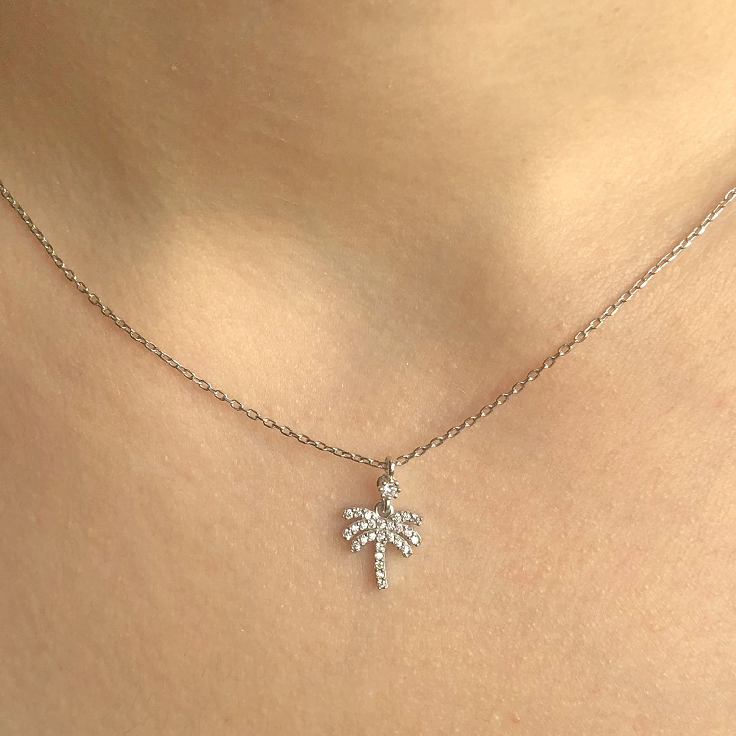 Pendentif Médaillon Palmier Argent Sterling 925 - Chaîne 18 Pouces, Poli, Marque Silverspeck, Neuf