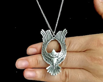 Silver Plated Flying Eagle Charm Necklace: Patriotic Y2k Jewelry