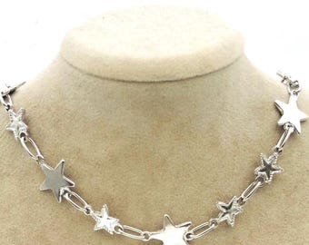 Gargantilla con estrella Y2K: colgante celestial bañado en plata, estilo grunge urbano