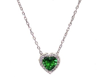 Green Heart Zircon 925 Sterling Silver Necklace