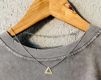 Triangle Necklace, Sterling Silver, Geometric Minimalist Jewelry, Alchemy Element, Balance Pendant, Halloween Gift