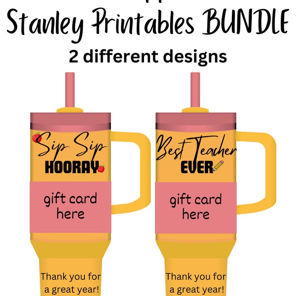 Teacher Appreciation Week Gift Card Holder Printable,School Teacher Gift Card PDF, Printable Bundle, Teacher Gift, Stanley Cup Printable png