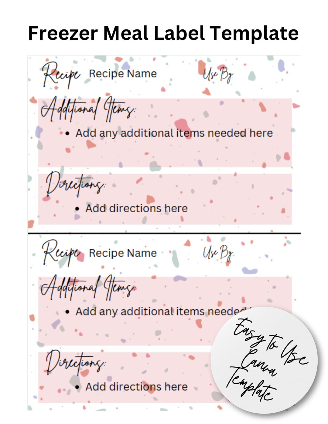 Printable Freezer Meal & Inventory Sticker Labels Canva Template Labels ...