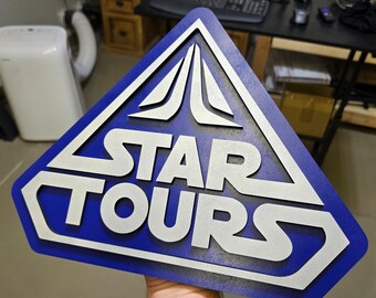 Star Tours attraction retro laser cut wood sign
