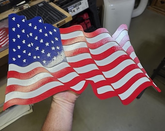 Wavy American Flag wood sign