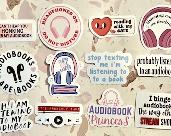 12 STICKER PACK. Funny Audiobook Girlie Stickers | Bookish Vinyl Decals | Romance Reading Humor