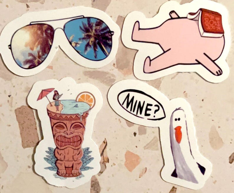 Funny Beach Sticker Pack: Summer Humor, Ocean Vibes (12 Stickers) - Etsy