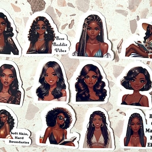 Black Girl Baddie Sticker Pack: Melanin Queen Decals