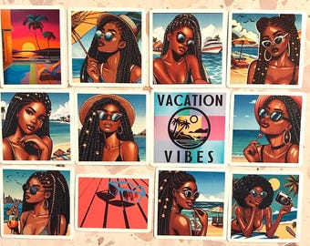 12 Sticker Pack - Retro Pop Art Vacation Vibes