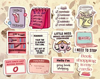 12 STICKER PACK- Funny Girl Book Shopping Stickers | funny womens sticker bundle