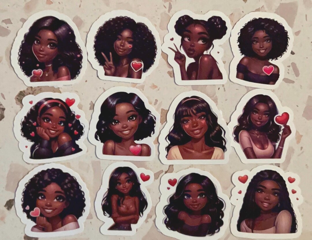 12 STICKER PACK - Black Woman Baddie Stickers | Baddie Aesthetic | Boss ...