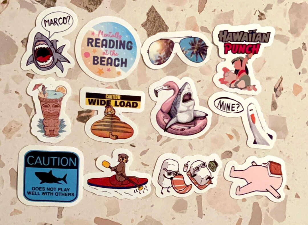 Funny Beach Sticker Pack: Summer Humor, Ocean Vibes (12 Stickers) - Etsy