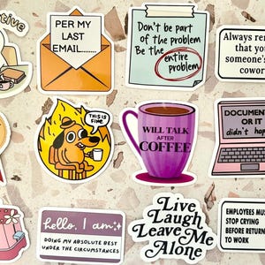Funny Office Stickers | Sarcastic Work Humor Decals (Laptop, Planner)