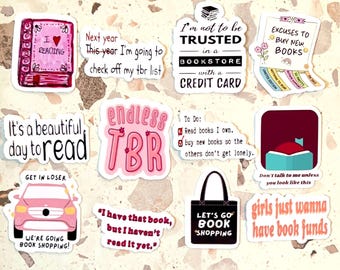 12 STICKER PACK Funny Girl Book Shopping Stickers | Book Lover Humor