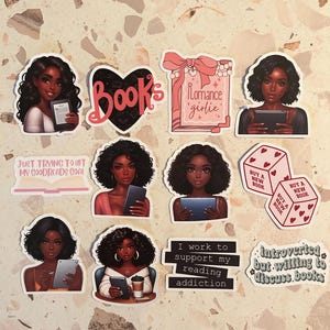 Black Woman Reading Sticker Pack: Book Lover Planner Decals