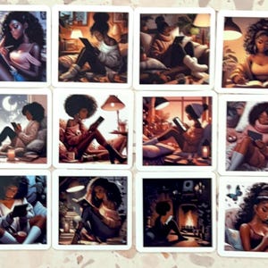 Black Woman Reading Sticker Pack: Book Lover Planner Decals