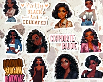Black Woman Stickers – Melanin Magic, Bookish Planner Decals