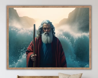 Moses Portrait, minimalistisch, DIGITAL DOWNLOAD Jesus Bibel Kunst, Bibel Poster Jesus Print Art Bibel, Wohnkultur, Boho Schrift