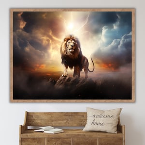 Lion of Judah DIGITAL DOWNLOAD Jesus Bible Art, Modern Bible Poster, Jesus Print Art Bible, Home decor wall art, boho scripture
