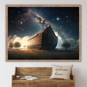 Abstract Noah&#39;s Ark Painting of Noah&#39;s Ark Faith and Belief in God Miracle Noha Ark Wall Art Decor for Home
