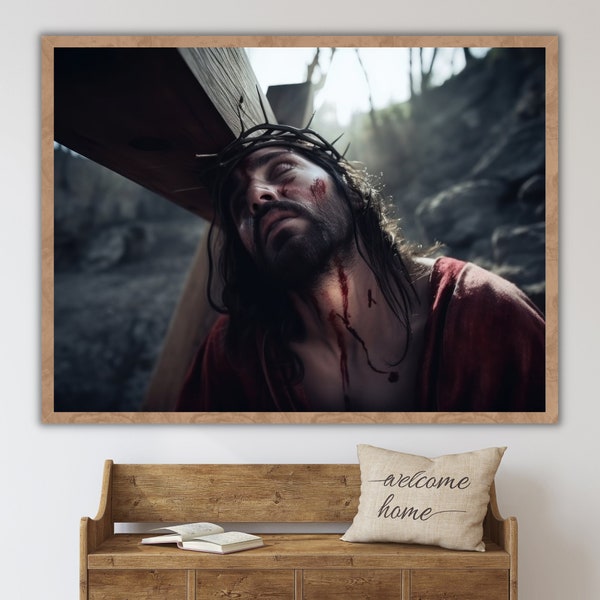 Jesus Kreuz DIGITAL DOWNLOAD Jesus Bibel Kunst, moderne Bibel Poster, Jesus Print Art Bibel, Home Decor Wandkunst, Boho Schrift