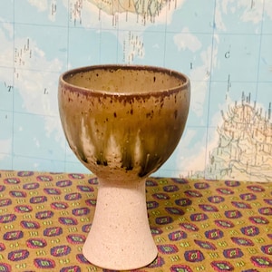 Vintage Barbara Cass Arden Studio Pottery Goblet with Drip Glaze
