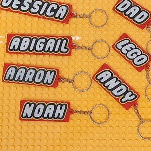 Personalised Name/Word Lego Style Font Keyring, Unique Lego Gift, Customisable keychain.