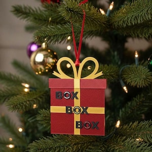 F1 inspired "Box Box Box" Present bauble - Formula 1 inspired Christmas tree decoration. image 1