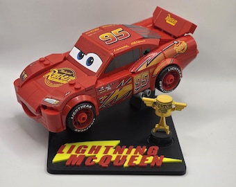 Cars Themed display stand to fit LEGO Lightning McQueen Speed Champion.